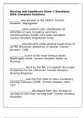 Nursing and healthcare Exam 1 Questions With Complete Solutions
