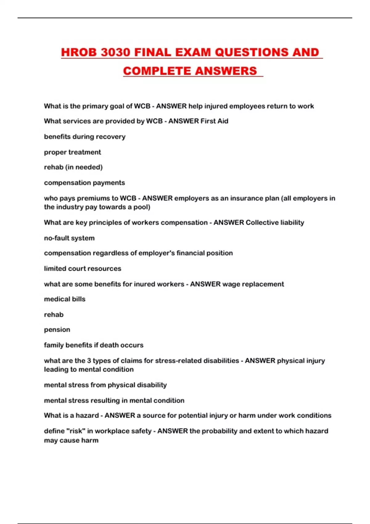 HROB 3030 FINAL EXAM QUESTIONS AND COMPLETE ANSWERS - HROB 3030 - Stuvia US