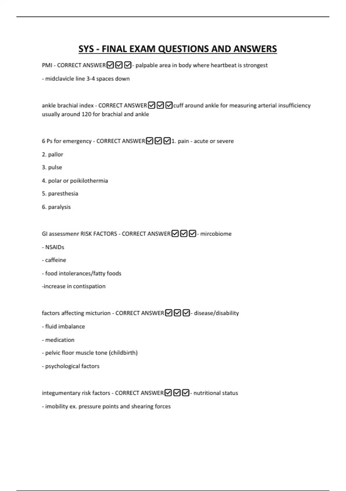 SYS - FINAL EXAM QUESTIONS AND ANSWERS - SYS - Stuvia US