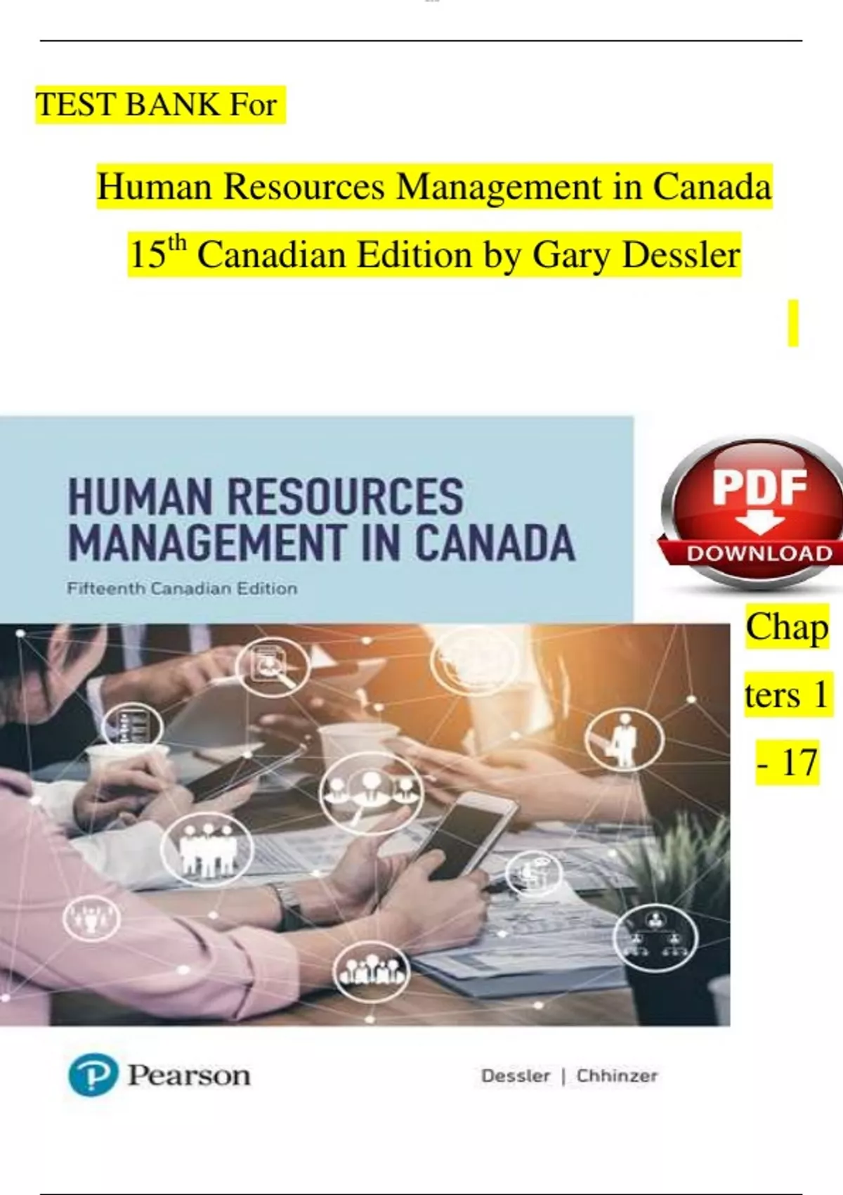 Test Bank - Human Resources Management in Canada, 15th Edition by Gary ...