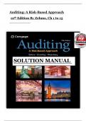 Solution Manual - Auditing&colon; A Risk Based-Approach 12th Edition by Zehms & Rittenberg All 1-15 Chapters Covered &comma;Latest Edition