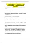 RI Plumbing Exam Questions with 100&percnt; Verified Correct Answers 2025&sol;2026