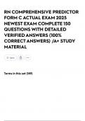 RN COMPREHENSIVE PREDICTOR FORM C ACTUAL EXAM 2025 NEWEST EXAM COMPLETE 150 QUESTIONS WITH DETAILED VERIFIED ANSWERS &lpar;100&percnt; CORRECT ANSWERS&rpar; &sol;A&plus; STUDY MATERIAL