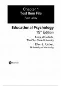 Test Bank For Educational Psychology 15th Edition By Anita Woolfolk &lpar;All Chapters&comma; 100&percnt; Original Verified&comma; A&plus; Grade&rpar; Experts reviewed 