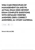 WGU C483 PRINCIPLES OF MANAGEMENT OA AND PA ACTUAL EXAM 2025 NEWEST EXAM COMPLETE QUESTIONS WITH DETAILED VERIFIED ANSWERS &lpar;100&percnt; CORRECT ANSWERS&rpar; &sol;A&plus; STUDY MATERIAL