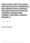 CPJE CLINICAL TEST FINAL EXAM AND PRACTICE EXAM QUESTIONS 2025 NEWEST EXAM COMPLETE 450 QUESTIONS WITH DETAILED VERIFIED ANSWERS &lpar;100&percnt; CORRECT ANSWERS&rpar; &sol;ALREADY GRADED A&plus;