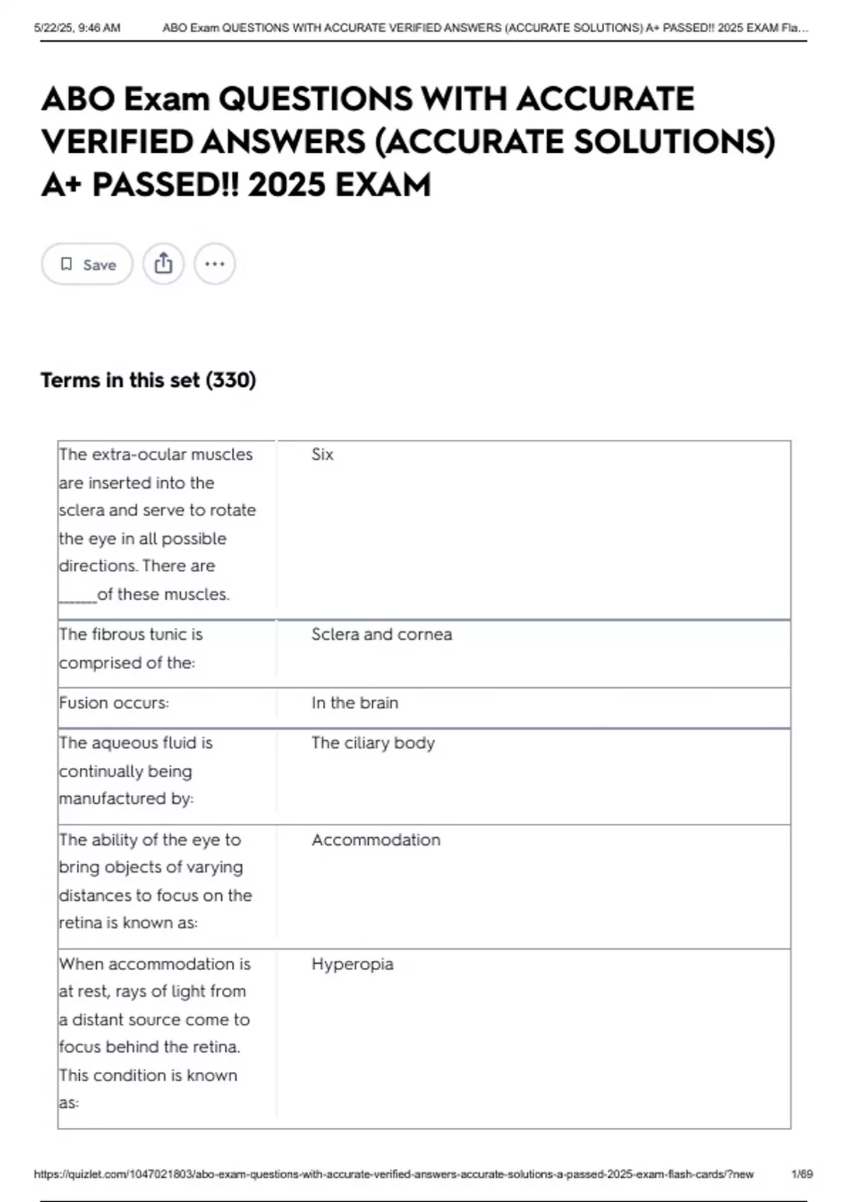 ABO Exam QUESTIONS WITH ACCURATE VERIFIED ANSWERS (ACCURATE SOLUTIONS ...