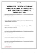 WASHINGTON STATE DH DRUG & LAW EXAM COMPLETE 250 QUESTIONS AND VERIFIED SOLUTIONS LATEST UPDATE THIS YEAR