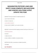 WASHINGTON PESTICIDE LAWS AND SAFETY EXAM COMPLETE 450 QUESTIONS AND VERIFIED SOLUTIONS LATEST UPDATE THIS YEAR