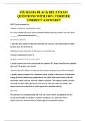 SIX SIGMA BLACK BELT EXAM QUESTIONS WITH 100&percnt; VERIFIED CORRECT ANSWERS&excl;&excl;