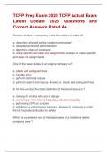 TCFP Prep Exam 2025 TCFP Actual Exam  Latest Update 2025 Questions and  Correct Answers Rated A&plus;