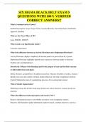 SIX SIGMA BLACK BELT EXAM 5 QUESTIONS WITH 100&percnt; VERIFIED CORRECT ANSWERS&excl;&excl;