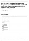 North Carolina Medicare Supplement and Long-Term Care QUESTIONS WITH COMPLETE SOLUTION GUIDE&rpar; &lpar;MULTIPLE CHOICES&rpar; A&plus; GRADED 100&percnt; VERIFIED