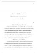 1Applying Social Psychology and PersonalityDepartment of Psychology&comma; Grand Canyon Universi