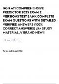 NGN ATI COMPREHENSIVE PREDICTOR 2025 EXAM 2 VERSIONS TEST BANK COMPLETE EXAM QUESTIONS WITH DETAILED VERIFIED ANSWERS &lpar;100&percnt; CORRECT ANSWERS&rpar; &sol;A&plus; STUDY MATERIAL &sol;&sol; BRAND NEW&excl;&excl;