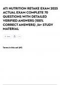ATI NUTRITION RETAKE EXAM 2025 ACTUAL EXAM COMPLETE 70 QUESTIONS WITH DETAILED VERIFIED ANSWERS &lpar;100&percnt; CORRECT ANSWERS&rpar; &sol;A&plus; STUDY MATERIAL