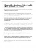Chapter 21 - Questions - T-2 - Mood & Affect questions and answers