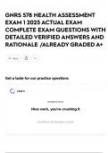 GNRS 578 HEALTH ASSESSMENT EXAM 1 2025 ACTUAL EXAM COMPLETE EXAM QUESTIONS WITH DETAILED VERIFIED ANSWERS AND RATIONALE &sol;ALREADY GRADED A&plus;