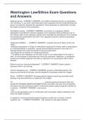 Washington Law&sol;Ethics Exam Questions and Answers