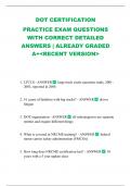 DOT CERTIFICATION PRACTICE EXAM QUESTIONS WITH CORRECT DETAILED ANSWERS &vert; ALREADY GRADED A&plus;<RECENT VERSION>