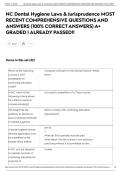 NC Dental Hygiene Laws & Jurisprudence MOST RECENT COMPREHENSIVE QUESTIONS AND ANSWERS &lpar;100&percnt; CORRECT ANSWERS&rpar; A&plus; GRADED &vert; ALREADY PASSED&excl;&excl;