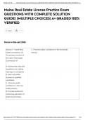 Maine Real Estate License Practice Exam QUESTIONS WITH COMPLETE SOLUTION GUIDE&rpar; &lpar;MULTIPLE CHOICES&rpar; A&plus; GRADED 100&percnt; VERIFIED