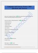 Language and Literacy Exam 1 2025 Questions and Answers