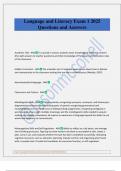 Language and Literacy Exam 1 2025 Questions and Answers