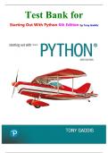 Test Bank for  Starting Out With Python 6th Edition by Tony Gaddis