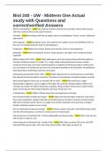 Biol 240 - UW - Midterm One Actual study with Questions and correct&sol;verified Answers