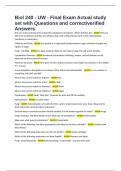 Biol 240 - UW - Final Exam Actual study set with Questions and correct&sol;verified Answers