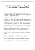 Nurs 615 Pharm Exam 1 - Maryville Questions With Correct Answers
