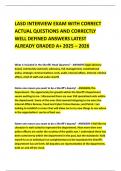 LASD INTERVIEW EXAM WITH CORRECT ACTUAL QUESTIONS AND CORRECTLY WELL DEFINED ANSWERS LATEST ALREADY GRADED A&plus; 2025 &ndash; 2026