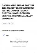 OB&sol;PEDIATRIC FISDAP EMT TEST 2025 NEWEST EXAM CURRENTLY TESTING COMPLETE EXAM QUESTIONS WITH DETAILED VERIFIED ANSWERS &sol;ALREADY GRADED A&plus;