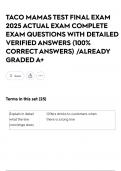 TACO MAMAS TEST FINAL EXAM 2025 ACTUAL EXAM COMPLETE EXAM QUESTIONS WITH DETAILED VERIFIED ANSWERS &lpar;100&percnt; CORRECT ANSWERS&rpar; &sol;ALREADY GRADED A&plus;