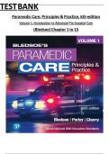 TEST BANK FOR Paramedic Care&colon; Principles & Practice&comma; Volume 1 5th Edition by Bryan Bledsoe&comma; Robert Porter&comma; Richard Cherry  ISBN&colon; 978-0134572031  COMPLETE GUIDE ALL CHAPTERS COVERED 100&percnt; VERIFIED A&plus; GRADE ASSURED&excl;&excl;&excl;&excl;NEW LATEST UPDATE&excl;&excl;&excl;&excl;&excl;