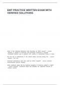 EMT PRACTICE WRITTEN EXAM WITH VERIFIED SOLUTIONS