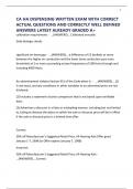 CA HA DISPENSING WRITTEN EXAM WITH CORRECT ACTUAL QUESTIONS AND CORRECTLY WELL DEFINED ANSWERS LATEST ALREADY GRADED A&plus;