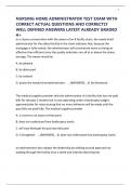 NURSING HOME ADMINISTRATOR TEST EXAM WITH CORRECT ACTUAL QUESTIONS AND CORRECTLY WELL DEFINED ANSWERS LATEST ALREADY GRADED A&plus;