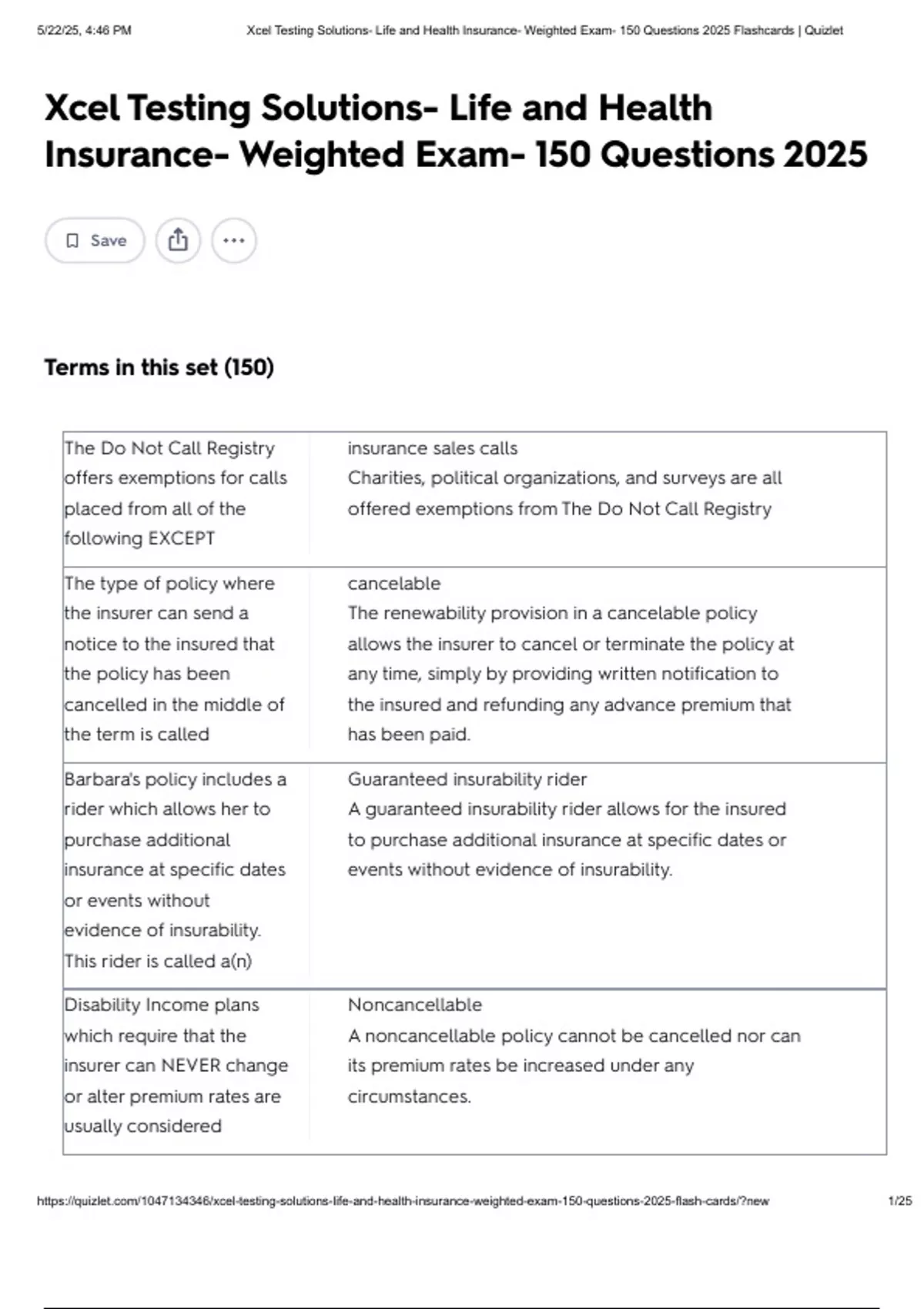 Xcel Testing Solutions- Life and Health Insurance- Weighted Exam- 150 ...