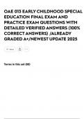 OAE 013 EARLY CHILDHOOD SPECIAL EDUCATION FINAL EXAM AND PRACTICE EXAM QUESTIONS WITH DETAILED VERIFIED ANSWERS &lpar;100&percnt; CORRECT ANSWERS&rpar; &sol;ALREADY GRADED A&plus;&sol;NEWEST UPDATE 2025