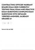 CONTRACTING OFFICER WARRANT BOARD EXAM 2025 CURRENTLY TESTING FINAL EXAM AND PRACTICE EXAM QUESTIONS COMPLETE EXAM QUESTIONS WITH DETAILED VERIFIED ANSWERS &sol;ALREADY GRADED A&plus;