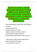 NURS 242 FINAL EXAM 2025&sol;2026 NEWEST EXAM COMPLETE QUESTIONS WITH DETAILED VERIFIED ANSWERS &lpar;100&percnt; CORRECT ANSWERS &rpar; ALREADY GRADED A&plus;