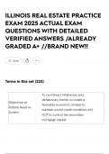 ILLINOIS REAL ESTATE PRACTICE EXAM 2025 ACTUAL EXAM QUESTIONS WITH DETAILED VERIFIED ANSWERS &sol;ALREADY GRADED A&plus; &sol;&sol;BRAND NEW&excl;&excl;