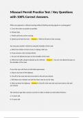 Missouri Permit Practice Test &sol; Key Questions with 100&percnt; Correct Answers&period;