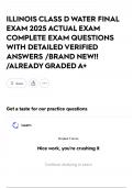 ILLINOIS CLASS D WATER FINAL EXAM 2025 ACTUAL EXAM COMPLETE EXAM QUESTIONS WITH DETAILED VERIFIED ANSWERS &sol;BRAND NEW&excl;&excl; &sol;ALREADY GRADED A&plus;