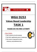 D253 Task 1 Values-Based Leadership - 2025 &lpar;Passed First Attempt&rpar;