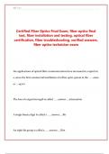 Certified Fiber Optics Final Exam&comma; fiber optics final  test&comma; fiber installation and testing&comma; optical fiber  certification&comma; fiber troubleshooting&comma; verified answers&comma;  fiber optics technician exam