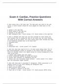 Exam 4- Cardiac&comma; Practice Questions With Correct Answers