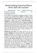 Samenvatting Financing Mature Firms 2025 &lpar;Nederlands&rpar;